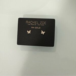 Rachel Zoe 14k Yellow Gold Small Cz Butterfly Stud Earrings NWT